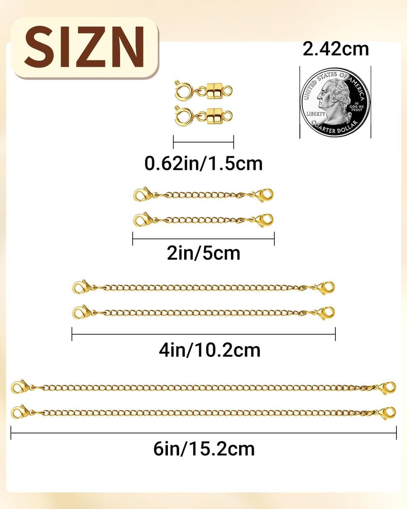 MKCYD Necklace Extender and Magnetic Necklace Clasp, Magnetic Clasps for Bracelet Extenders Gold Chain Extension for Jewelry Repair Kit - Image 2